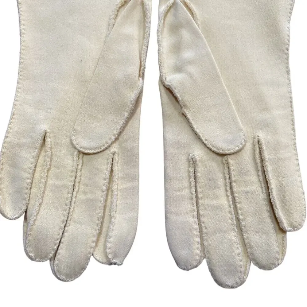 YELLOW Gloves Ladies size 7 Woplex Suede Made in USA pastel formal unique READ